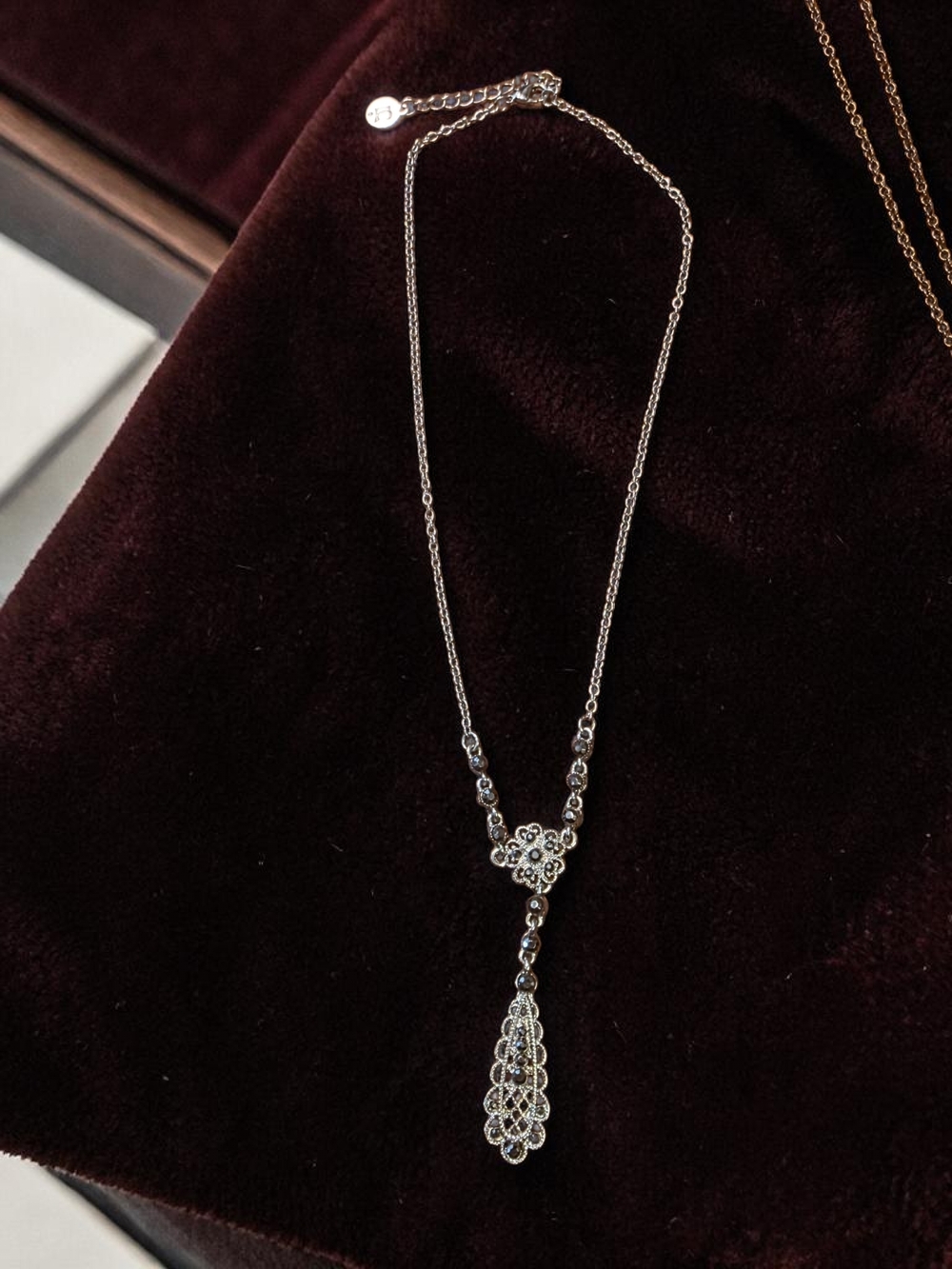 LOFT Gold Tone Double Layer Mandala Teardrop Necklace